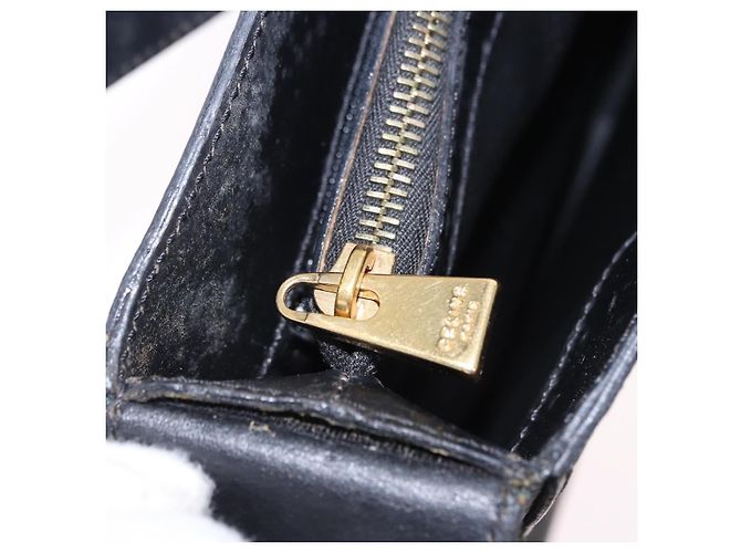 Céline Borsa a tracolla CELINE Macadam Canvas PVC Pelle Nera Oro Auth 193854 Nero D'oro - vista 23