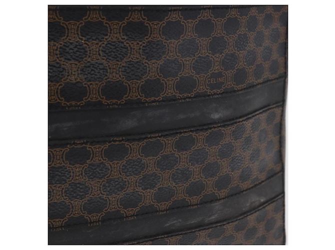 Céline Borsa a tracolla CELINE Macadam Canvas PVC Pelle Nera Oro Auth 193854 Nero D'oro - vista 3