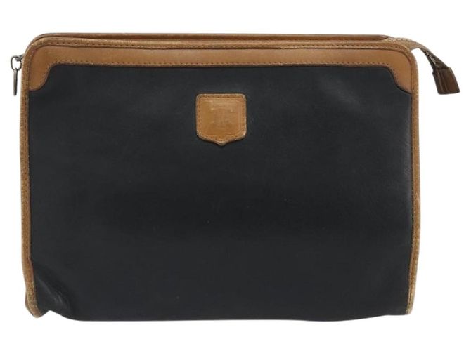 Céline Clutch CELINE in pelle nera con finiture dorate Auth ep15267 Nero - vista 2