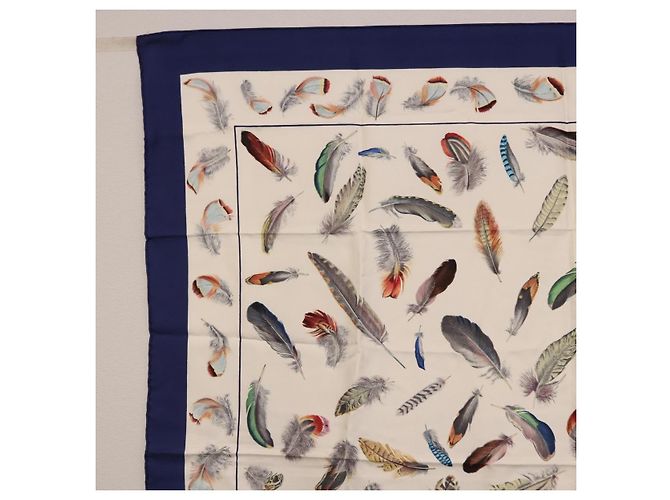 Hermès Sciarpa HERMES Carre 90 ”PLUMES” Seta Blu Auth ki6752 - vista 2