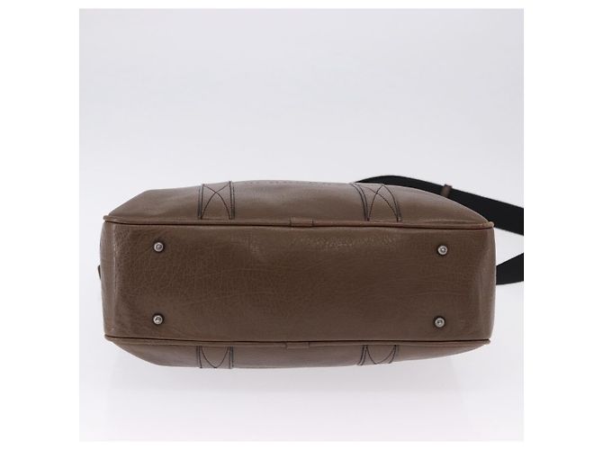 Borsa Tote BURBERRY in pelle 2way Marrone Argento Auth ka5407 - vista 11