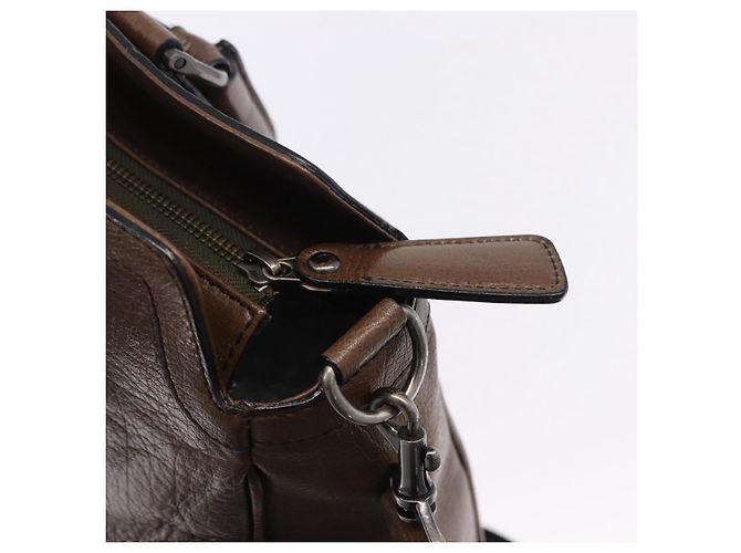Borsa Tote BURBERRY in pelle 2way Marrone Argento Auth ka5407 - vista 16