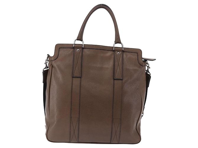 Borsa Tote BURBERRY in pelle 2way Marrone Argento Auth ka5407 - vista 3