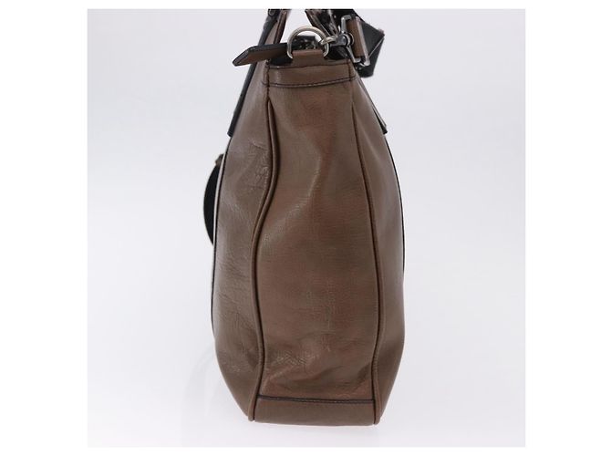 Borsa Tote BURBERRY in pelle 2way Marrone Argento Auth ka5407 - vista 5