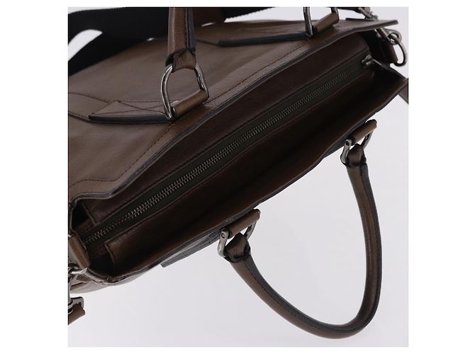Borsa Tote BURBERRY in pelle 2way Marrone Argento Auth ka5407 - vista 6