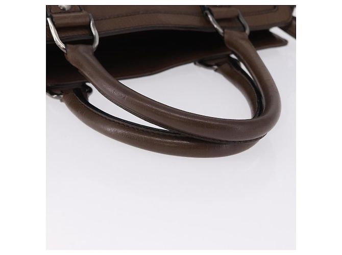 Borsa Tote BURBERRY in pelle 2way Marrone Argento Auth ka5407 - vista 7