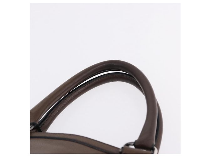 Borsa Tote BURBERRY in pelle 2way Marrone Argento Auth ka5407 - vista 8