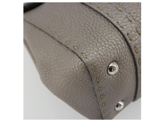 Borsa a mano FENDI Selleria Mini Linda in pelle argento Auth 191083A - vista 11