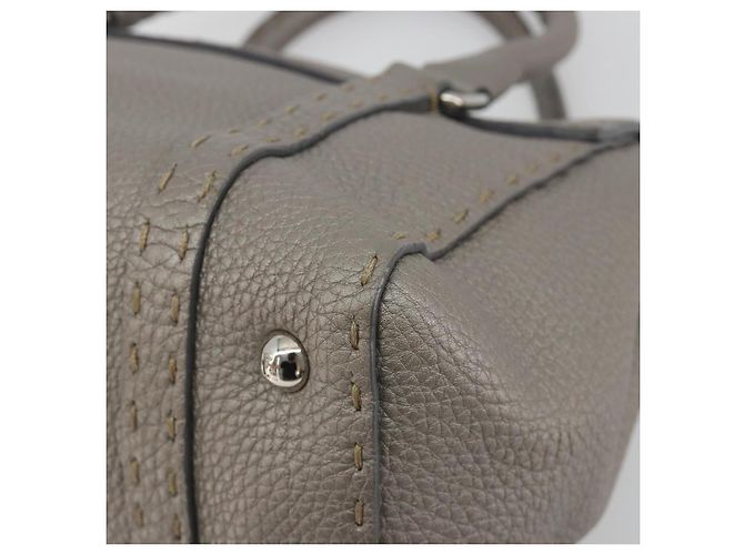 Borsa a mano FENDI Selleria Mini Linda in pelle argento Auth 191083A - vista 12