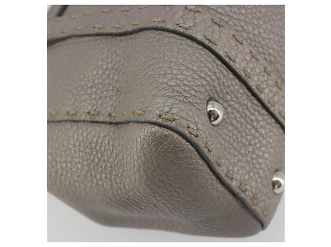 Borsa a mano FENDI Selleria Mini Linda in pelle argento Auth 191083A - vista 13