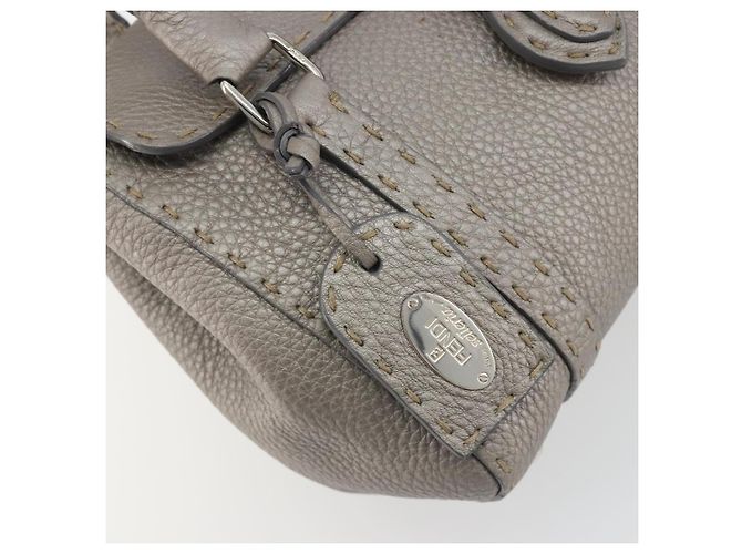 Borsa a mano FENDI Selleria Mini Linda in pelle argento Auth 191083A - vista 14