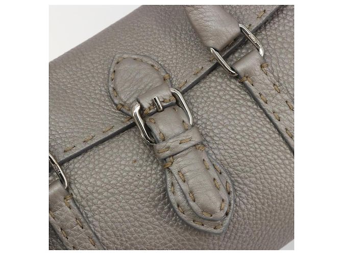 Borsa a mano FENDI Selleria Mini Linda in pelle argento Auth 191083A - vista 15