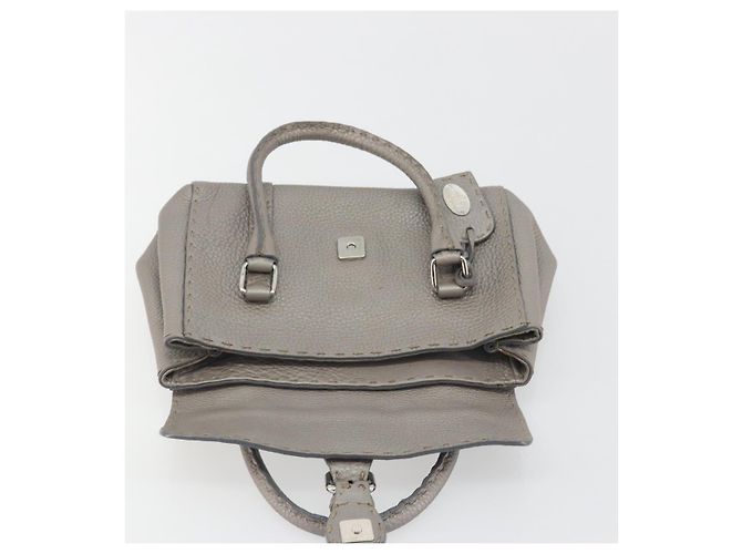 Borsa a mano FENDI Selleria Mini Linda in pelle argento Auth 191083A - vista 16