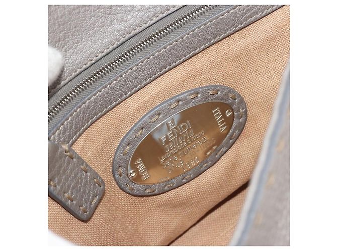 Borsa a mano FENDI Selleria Mini Linda in pelle argento Auth 191083A - vista 17