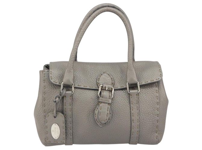 Borsa a mano FENDI Selleria Mini Linda in pelle argento Auth 191083A - vista 2