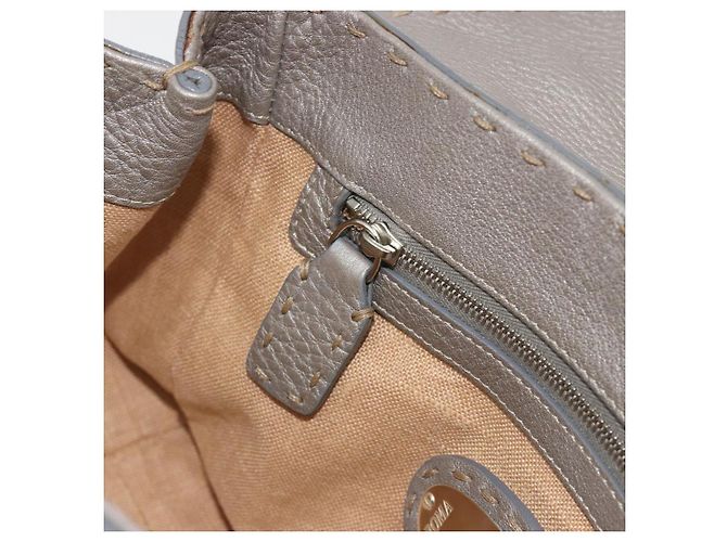 Borsa a mano FENDI Selleria Mini Linda in pelle argento Auth 191083A - vista 21
