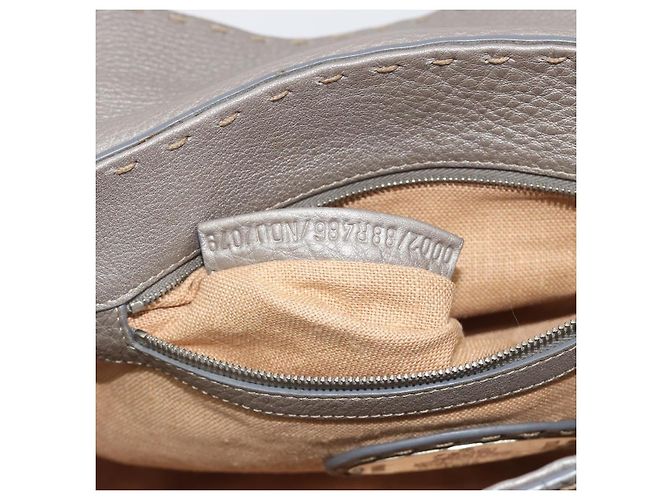 Borsa a mano FENDI Selleria Mini Linda in pelle argento Auth 191083A - vista 23