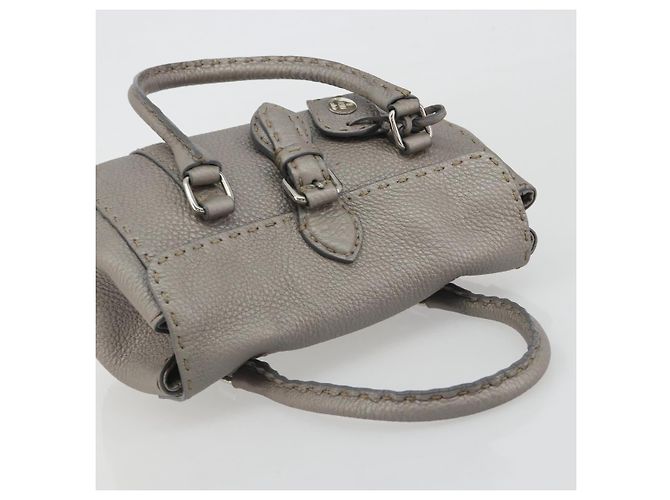 Borsa a mano FENDI Selleria Mini Linda in pelle argento Auth 191083A - vista 6