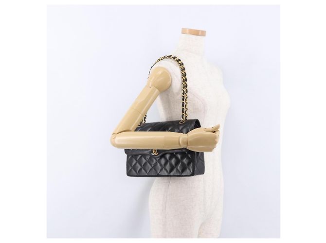 CHANEL Matelasse 28 Chain Hand Bag Lamb Skin Paris Limited Black Auth yk20684SAM Nero - vista 30