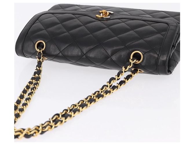 CHANEL Matelasse 28 Chain Hand Bag Lamb Skin Paris Limited Black Auth yk20684SAM Nero - vista 6