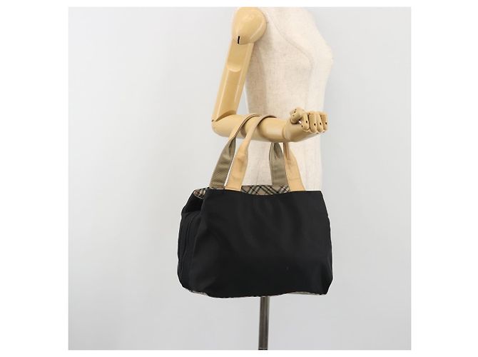 Borsa a mano BURBERRY Nylon Nero Argento Auth hk3932 - vista 22