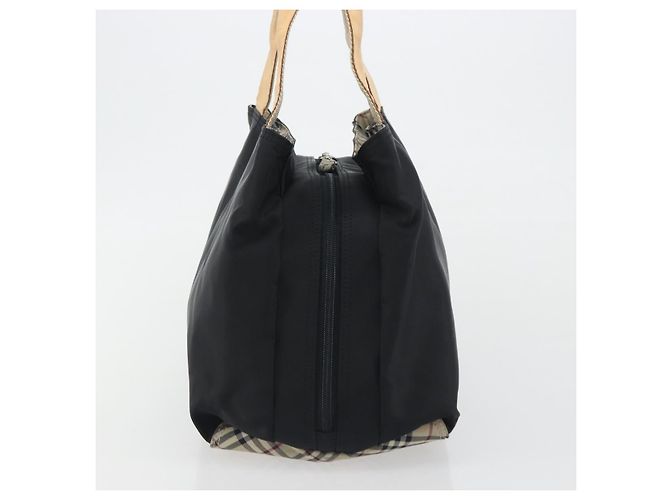 Borsa a mano BURBERRY Nylon Nero Argento Auth hk3932 - vista 4