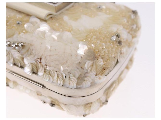 LOUIS VUITTON Minodiere Petit Tresor Bag Sequin White Silver LV Auth 192631SAM Plata Blanco - vista 11
