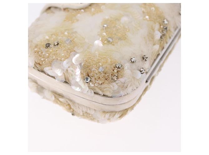 LOUIS VUITTON Minodiere Petit Tresor Bag Sequin White Silver LV Auth 192631SAM Plata Blanco - vista 12