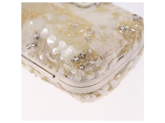 LOUIS VUITTON Minodiere Petit Tresor Bag Sequin White Silver LV Auth 192631SAM Plata Blanco - vista 13