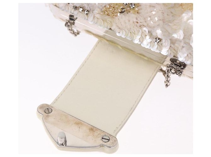LOUIS VUITTON Minodiere Petit Tresor Bag Sequin White Silver LV Auth 192631SAM Plata Blanco - vista 15