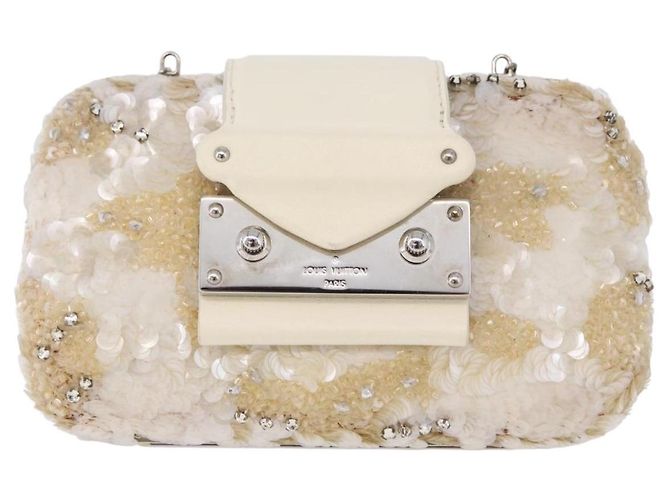 LOUIS VUITTON Minodiere Petit Tresor Bag Sequin White Silver LV Auth 192631SAM Plata Blanco - vista 2