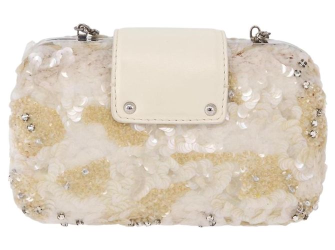 LOUIS VUITTON Minodiere Petit Tresor Bag Sequin White Silver LV Auth 192631SAM Plata Blanco - vista 3