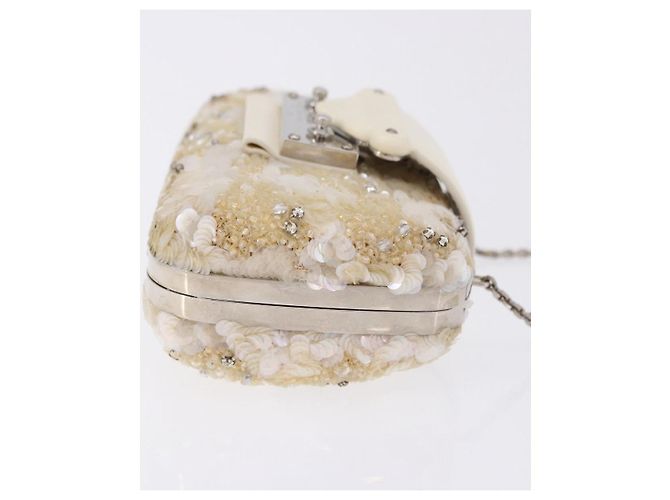 LOUIS VUITTON Minodiere Petit Tresor Bag Sequin White Silver LV Auth 192631SAM Plata Blanco - vista 4