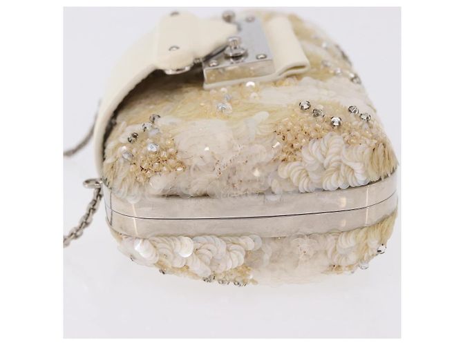 LOUIS VUITTON Minodiere Petit Tresor Bag Sequin White Silver LV Auth 192631SAM Plata Blanco - vista 5