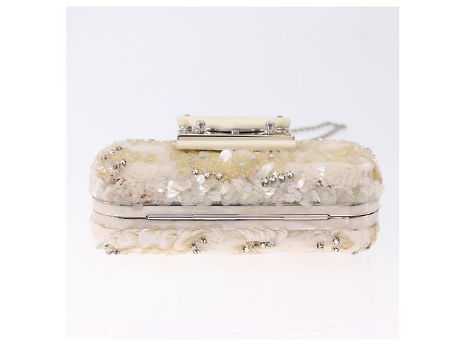 LOUIS VUITTON Minodiere Petit Tresor Bag Sequin White Silver LV Auth 192631SAM Plata Blanco - vista 9