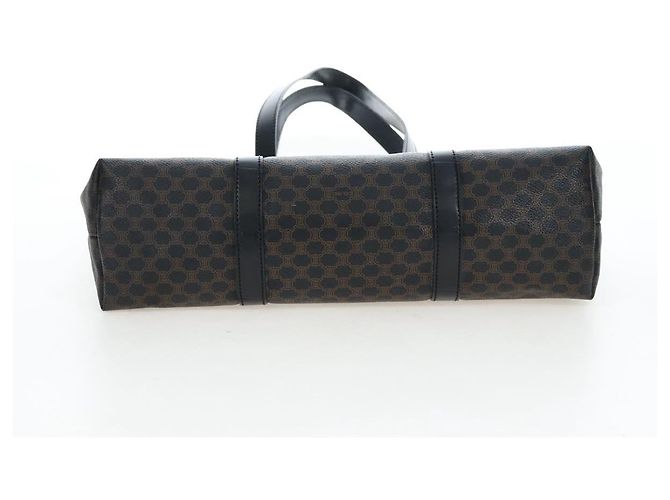 Céline Borsa CELINE Macadam Canvas PVC Pelle Nera Oro Auth 191811V Nero D'oro - vista 10