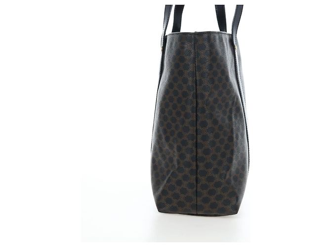 Céline Borsa CELINE Macadam Canvas PVC Pelle Nera Oro Auth 191811V Nero D'oro - vista 6