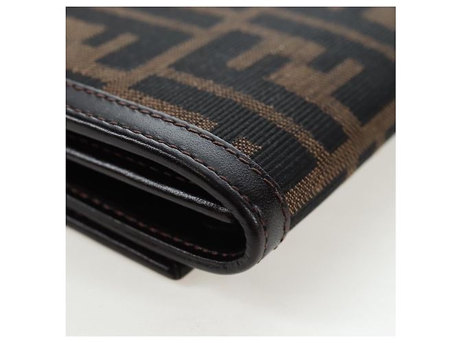 FENDI Zucca Canvas Bifold Geldbörse Long Wallet Schwarz Braun Auth am12123V - Ansicht 10