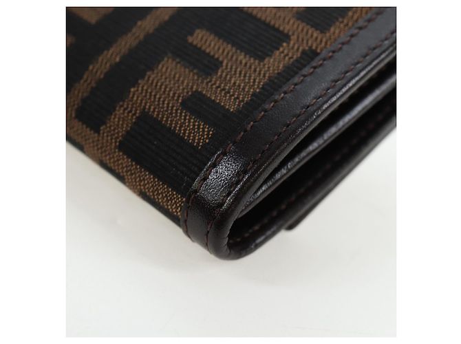 FENDI Zucca Canvas Bifold Geldbörse Long Wallet Schwarz Braun Auth am12123V - Ansicht 11