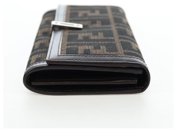 FENDI Zucca Canvas Bifold Geldbörse Long Wallet Schwarz Braun Auth am12123V - Ansicht 5