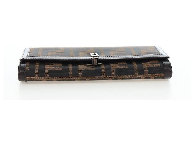 FENDI Zucca Canvas Bifold Geldbörse Long Wallet Schwarz Braun Auth am12123V - Ansicht 7