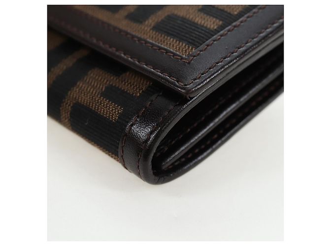 FENDI Zucca Canvas Bifold Geldbörse Long Wallet Schwarz Braun Auth am12123V - Ansicht 9