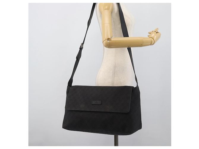 Borsa a tracolla GUCCI GG Canvas Outlet Nero Argento 272350 Auth ka5377 - vista 21