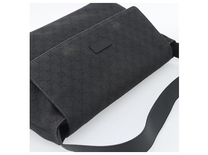 Borsa a tracolla GUCCI GG Canvas Outlet Nero Argento 272350 Auth ka5377 - vista 6