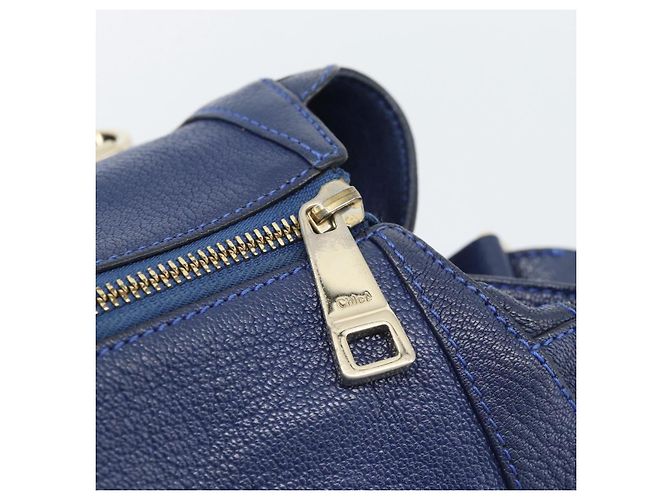 Chloé Borsa Chloe Bridget in Pelle 2way Blu Tonalità Oro Auth BA14147 - vista 17