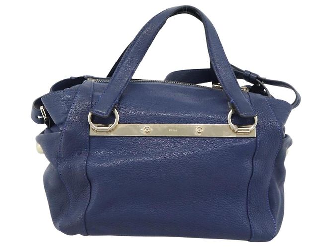 Chloé Borsa Chloe Bridget in Pelle 2way Blu Tonalità Oro Auth BA14147 - vista 2