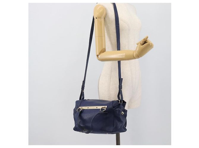Chloé Borsa Chloe Bridget in Pelle 2way Blu Tonalità Oro Auth BA14147 - vista 25