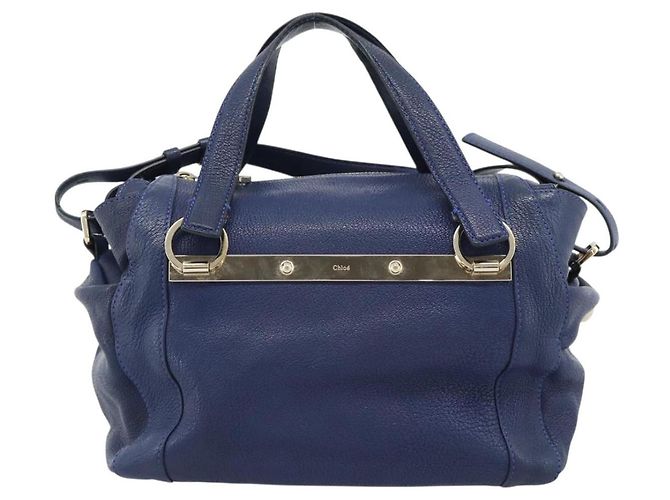 Chloé Borsa Chloe Bridget in Pelle 2way Blu Tonalità Oro Auth BA14147 - vista 3
