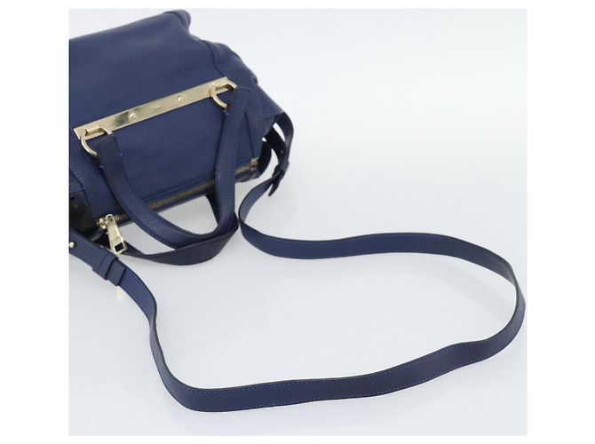 Chloé Borsa Chloe Bridget in Pelle 2way Blu Tonalità Oro Auth BA14147 - vista 9