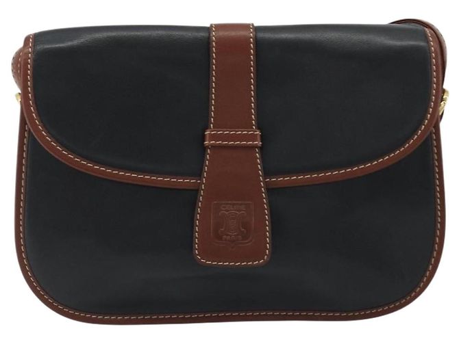 16 Céline Borsa a Spalla CELINE in Pelle Nera Marrone Auth ep15389 Nero - Ansicht 2